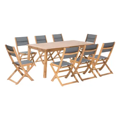 8 Seater Dining Set for CESANA Acacia Wood Light Wood