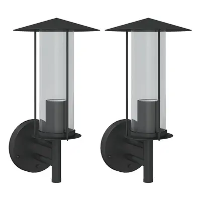 (black, pcs) vidaXL Outdoor Wall Lights Wall Lamps Garden Wall Lantern Stainless Steel