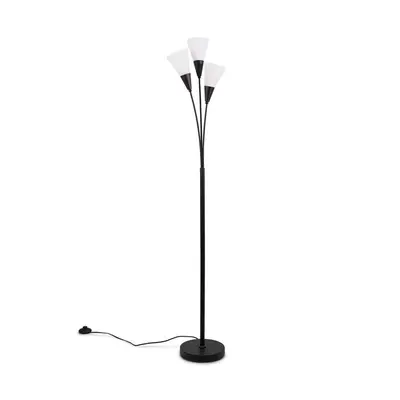 ValueLights Kristina Frosted Way Black Uplighter Floor Lamp & Bulbs