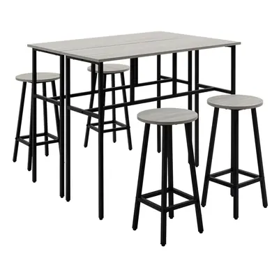 HOMCOM 6-Piece Industrial Bar Table Set, Kitchen Tables with Stools, Grey