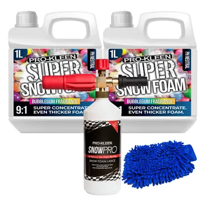 (Bubblegum x 1L, x Pro-Kleen Karcher Lance & Mitt) Super Concentrate Snow Foam Car Shampoo Kits