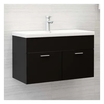 vidaXL Sink Cabinet with Built-in Basin Black Chipboard Bathroom Vanity Unit