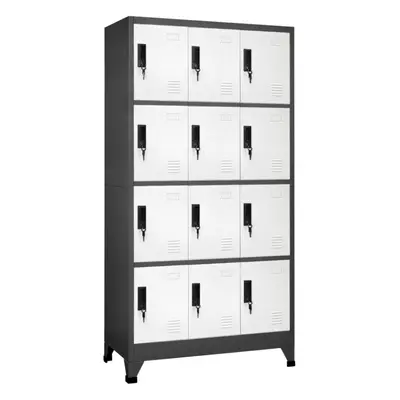 vidaXL Locker Cabinet Anthracite and White Steel Office Storage Cabinet Locker