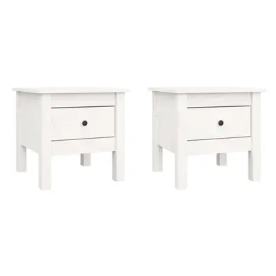 (white, x x cm/2) vidaXL 1/2x Solid Wood Pine Side Table Multi Colours 40x40x39 cm/50x50x49 cm