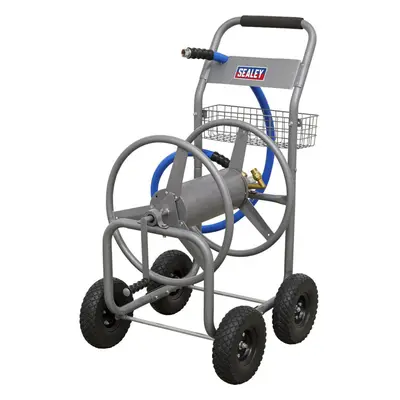 Heavy Duty Hose Reel Cart - Tubular Steel - 1.8m Leader Hose - 10" Wheels