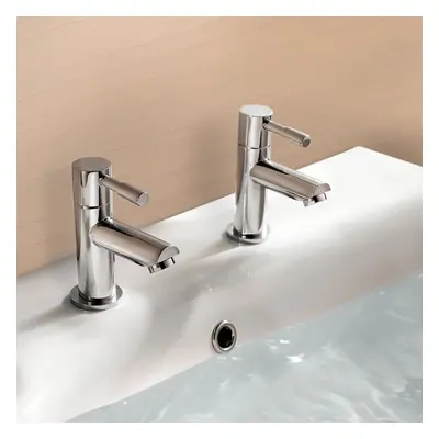 Blossom Round Basin Hot and Cold Tap Pair including a Square Cap Waste