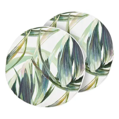 Set of Outdoor Cushions Leaf Pattern cm Green and White CALDERINA