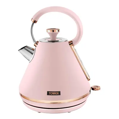 Tower T10044PNK Cavaletto Pyramid Kettle with Fast Boil, Detachable Filter, 1.7 Litre, W, Marshm