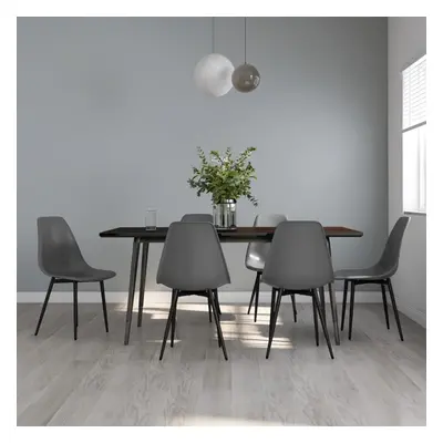 vidaXL 6x Dining Chairs Grey PP Home Kitchen Modern Dinner Chair Seating Seat