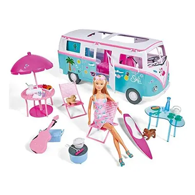 Simba Steffi Love Hawaii Doll with Hinged Camper Includes Kitchen Seat Bed Table and Many Access