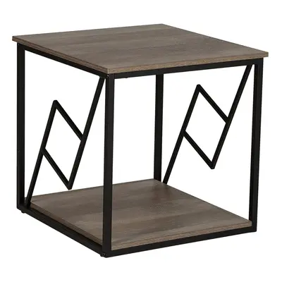 Side Table Dark Wood and Black FORRES