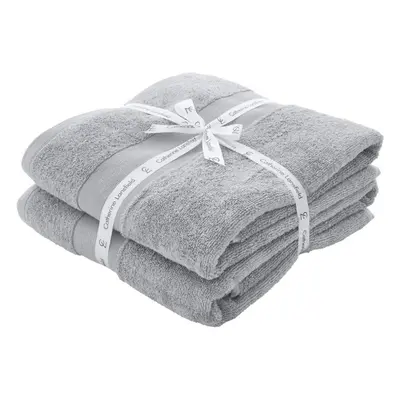 (Silver) Catherine Lansfield Anti-Bacterial 100% Cotton Bath Sheet, Pack