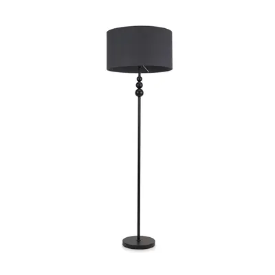 ValueLights Marissa Charcoal Shade Black Stacked Floor Lamp & Bulb