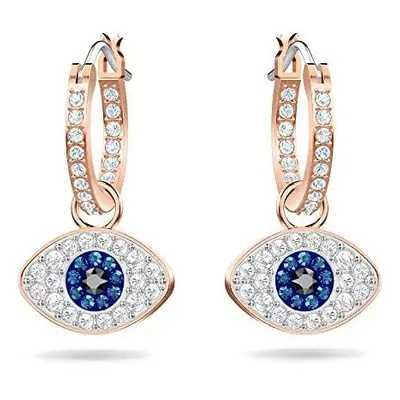 Swarovski Symbolic earrings, Evil eye, Blue, Rose gold-tone plated