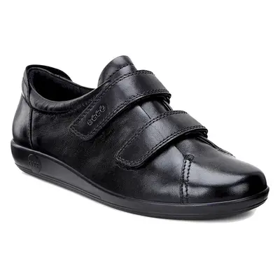 (Black Black, UK 7.5 / EU 41) Ecco Soft 2.0 Womens Ladies Hook & Loop Leather Shoes Trainers