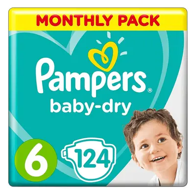 Pampers Size Baby-Dry Nappies, Count, MONTHLY SAVINGS PACK, Air Channels for Breathable Dryness 