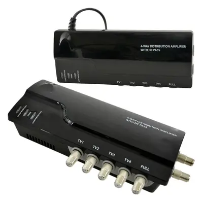 4 Way TV Aerial Distribution Amplifier 4G Amp Splitter Booster F type Coaxial DC