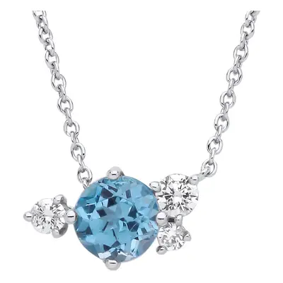 Jewelco London Ladies Rhodium Plated Sterling Silver Swiss Blue CZ Frozen Icycle Cluster Lavalie