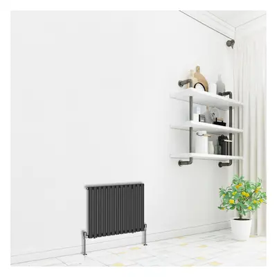 (Horizontal 600x767mm - Single) NRG Premium Black Radiator Oval Column Designer Central Heating 