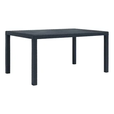 vidaXL Garden Table Anthracite 150x90x72cm Plastic Rattan Look Patio Furniture