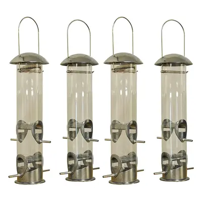 Heavy Duty Aluminium Bird Seed Feeders with Feeding Ports (Set of 4)