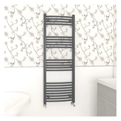 (1400x500mm, Anthracite) NRG Curved Central Heating Towel Rail Bathroom Heated Rad Radiators Lad