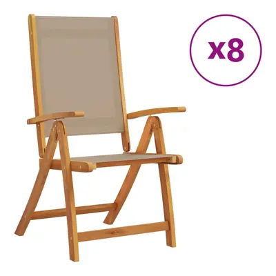 (taupe, pcs) vidaXL Folding Garden Chairs Dining Chair Solid Wood Acacia and Textilene