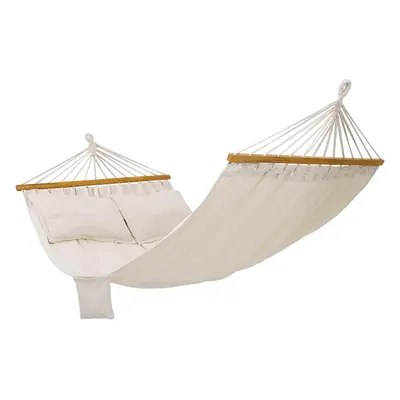 (Beige) Double hammock with pillows, swinging bed for people, 70% cotton, x cm, load capacity kg