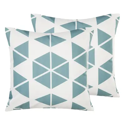 Set of Outdoor Cushions RIGOSA Geometric Pattern x cm Light Blue