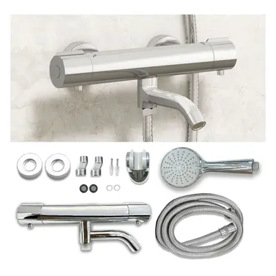 (chrome silver) Thermostatic Exposed Bar Shower Mixer Valve Tap