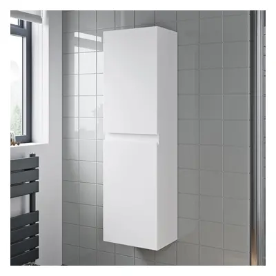 Bathroom Cabinet Flat Pack Gloss White Wall Hung Tall x 250mm