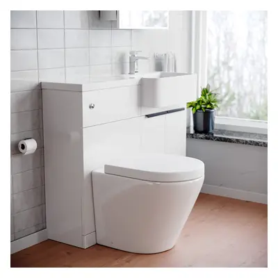 Nes Home RH Vanity Unit, With Black Handles, WC Unit & Rimless Toilet