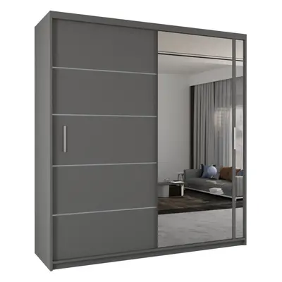 (Grey , 180) Ankara Luxury Double Sliding Mirror Door Wardrobe