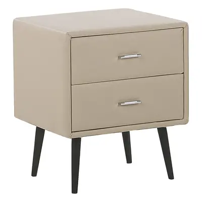 2 Drawer Bedside Table ESSONNE Faux Leather Beige