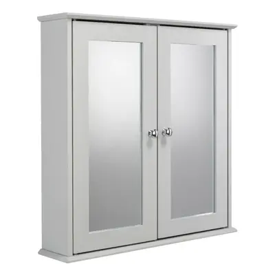 Croydex FlexiFix Ashby Grey Wooden Double Door Mirror Bathroom Storage Cabinet