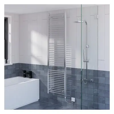 WarmeHaus Prefilled Electric Straight Heated Towel Rail Radiator for Bathroom Kitchen Chrome 180