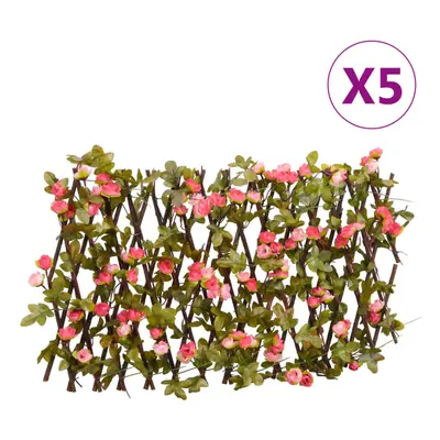 vidaXLÃÂ Artificial Ivy Trellis Expandable Screen pcs Dark Pink 180x20 cm