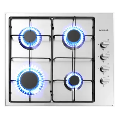 AREBOS gas hob burners | stainless steel | incl. pot rack & ignition fuse