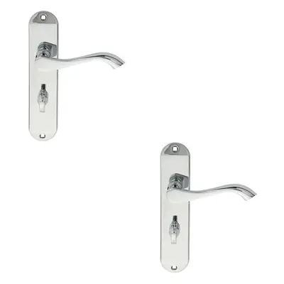 2x PAIR Curved Lever on Chamfered Bathroom Backplate x 40mm Polished Chrome