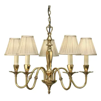 Luxury Hanging Ceiling Pendant Light Solid Brass & Beige Shade Lamp Chandelier