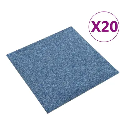 vidaXL 20x Carpet Floor Tiles mÂ² 50x50 cm Blue Flooring Mat Bedroom Office