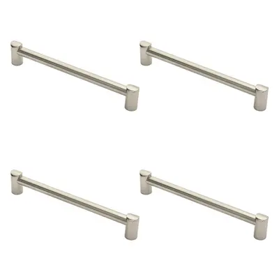 4x Round Tube Pull Handle x 16mm 224mm Fixing Centres Satin Nickel