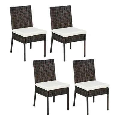 Outsunny PCs Rattan Garden Chairs with Cushion, Wicker Dining Chairs, Brown