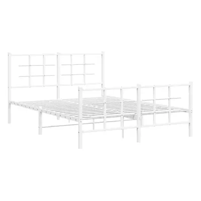 (white, x cm/with headboard & footboard) vidaXL Metal Bed Frame with Headboard Home Bed Base Bed