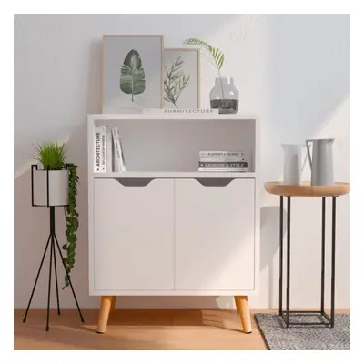 vidaXL Sideboard High Gloss White Engineered Wood Cupboard Storage Cabinet