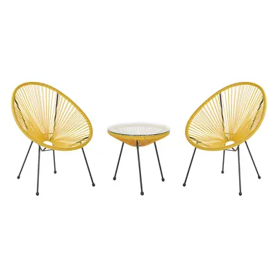 Bistro Set ACAPULCO II PE Rattan Yellow