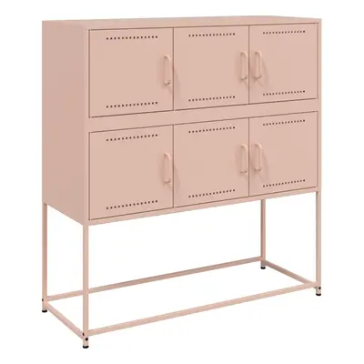 (pink) vidaXL Sideboard Storage Organiser Cupboard Side Cabinet Highboard White Steel