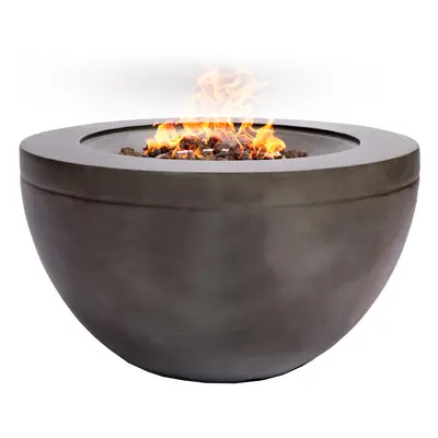 MDA Designs Tabiti Dark Grey Lavish Garden & Patio Gas Fire Pit with Eco-Stone Finish