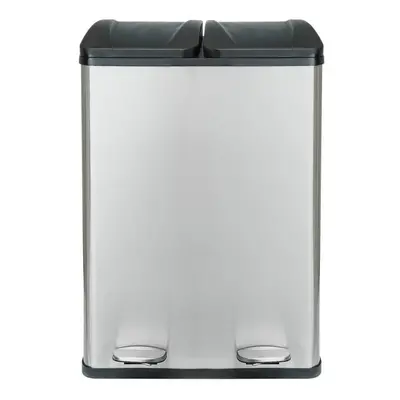 Home Litre Compartment Recycling Bin - Silver