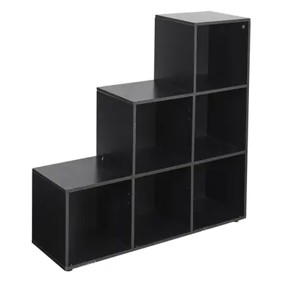 (Black) Cube Step Storage Unit Shelf Organiser Bookcase